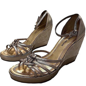 Antonio Melani Skylar Gold Wedge Open Toe Women’s Sandals Size 8.5